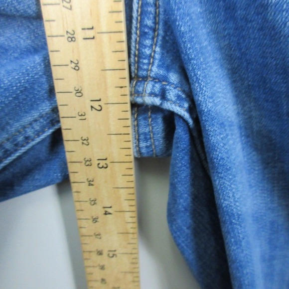 American Eagle Flare Overall Super Stretch Denim 12 Short Blue Casual Boot 746 - Picture 9 of 13